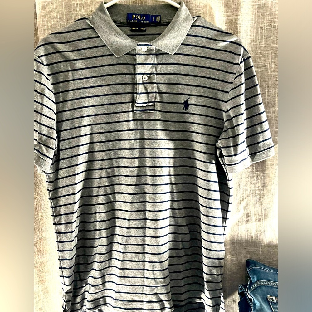 Polo Ralph Lauren in grey with navy stripes
